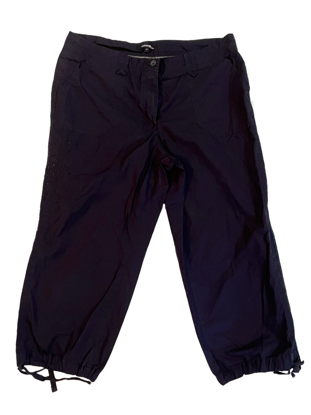 George Women’s Embroidered Navy Capri Pants